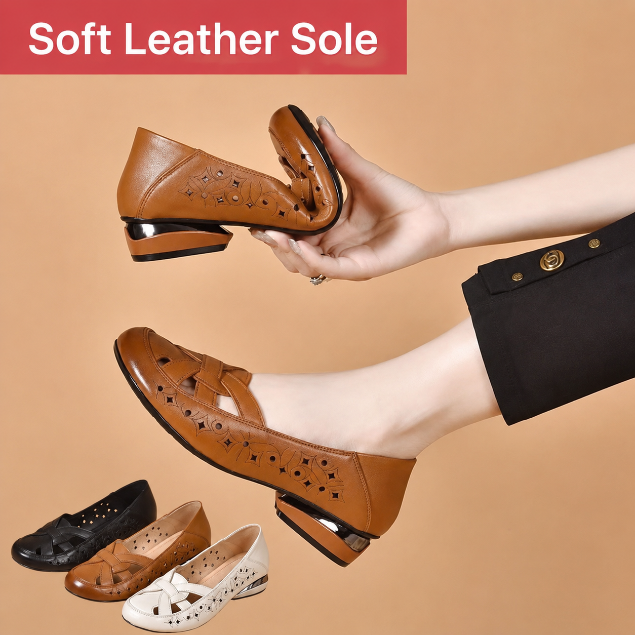 Barba |  The Lattice-Woven Vintage Leather Air-Flow Flat