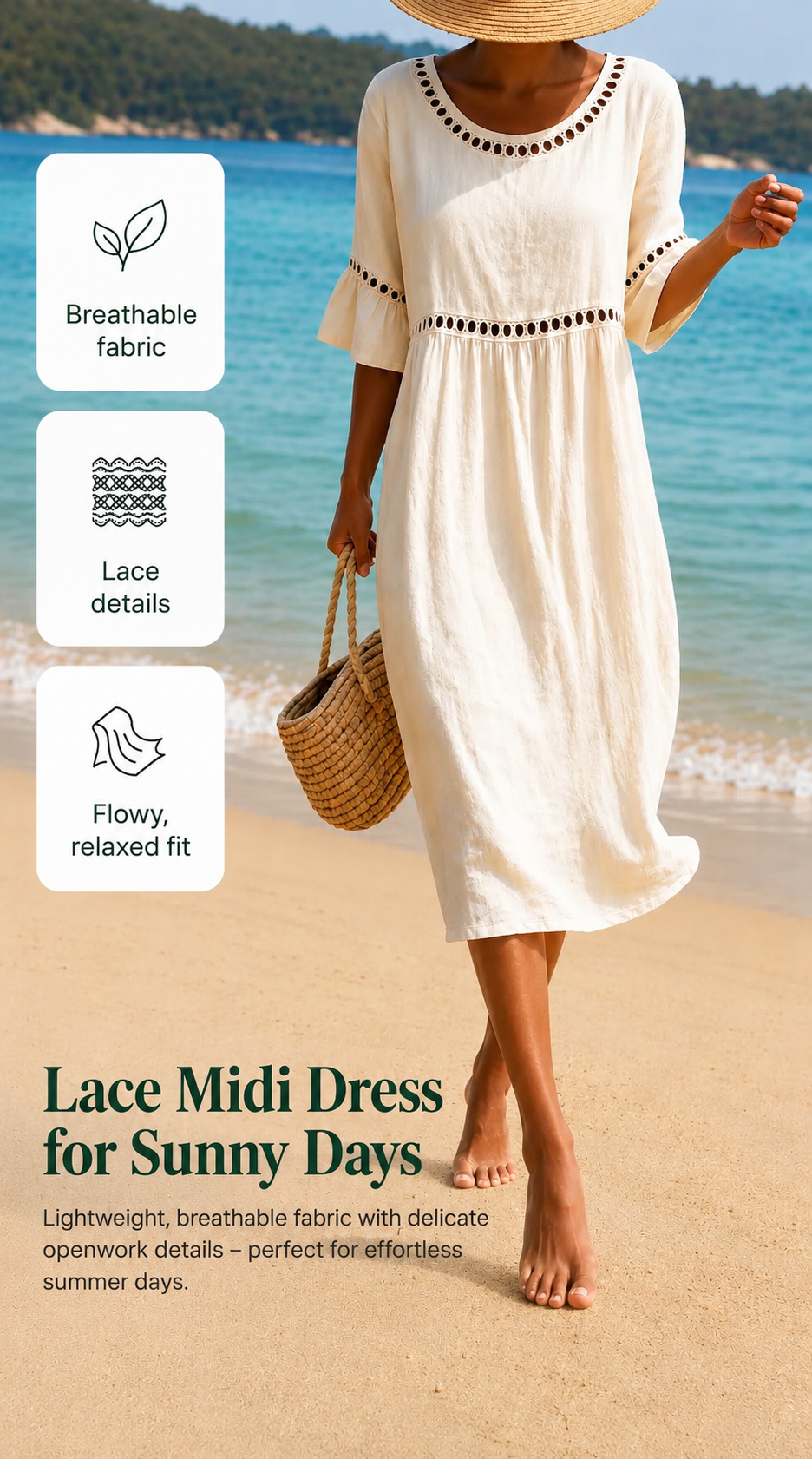 Amara | The Lace-Detailed Cotton-Linen Midi Dress