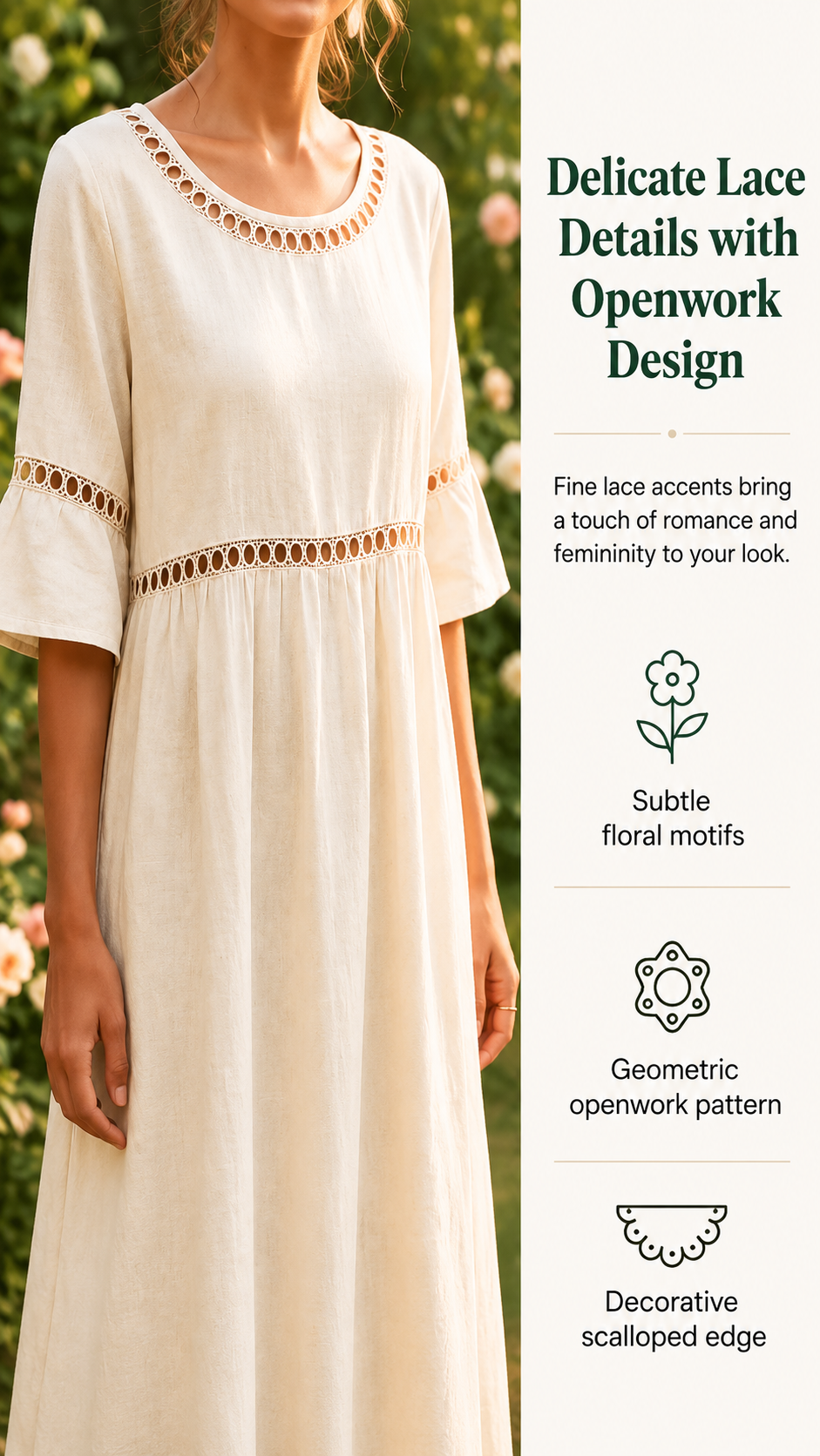 Amara | The Lace-Detailed Cotton-Linen Midi Dress
