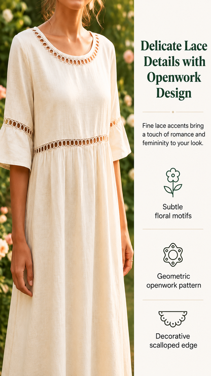 Amara | The Lace-Detailed Cotton-Linen Midi Dress