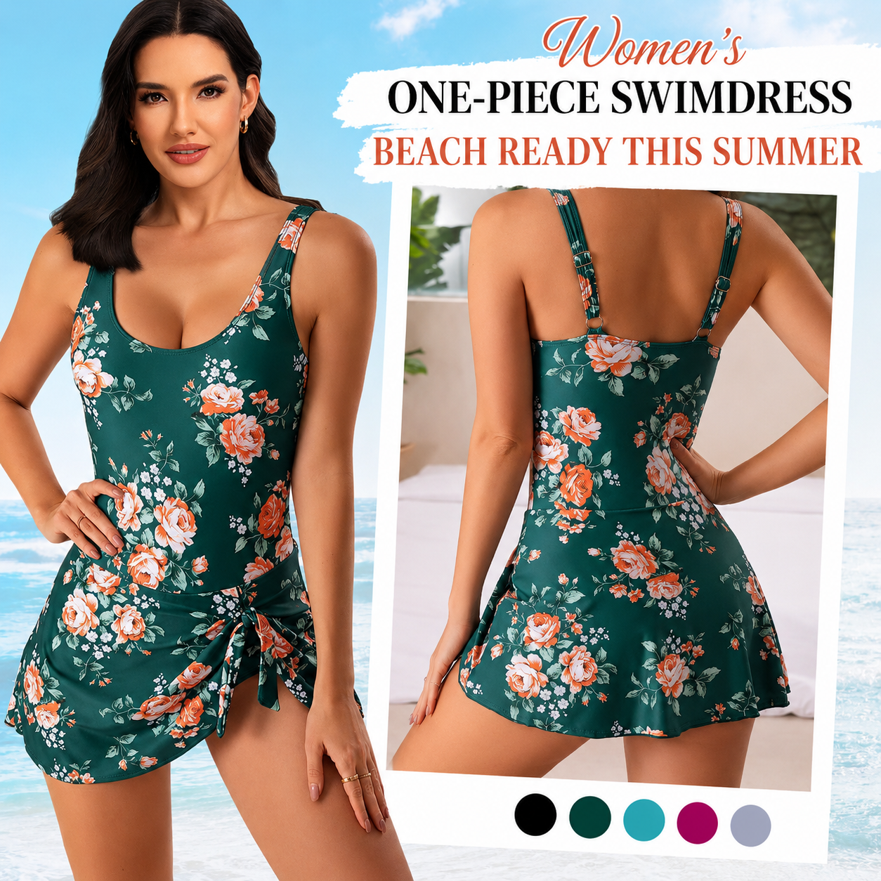 Romee | The Flounce-Skirt Side-Tie One-Piece Swimsuit