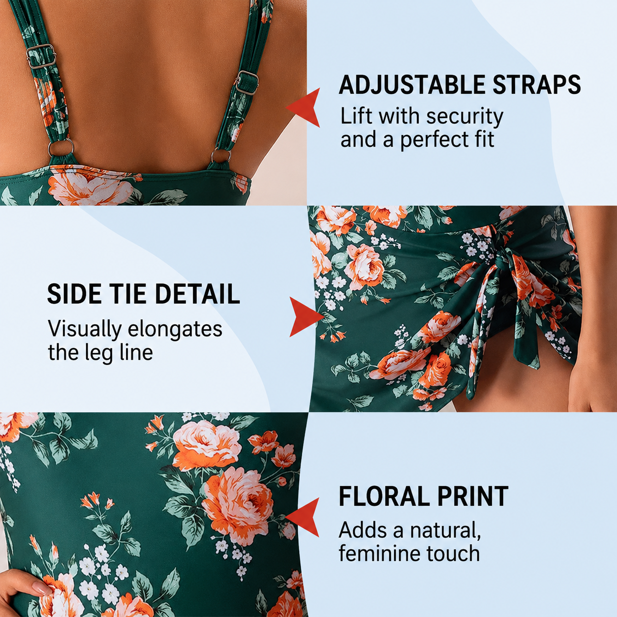 Romee | The Flounce-Skirt Side-Tie One-Piece Swimsuit