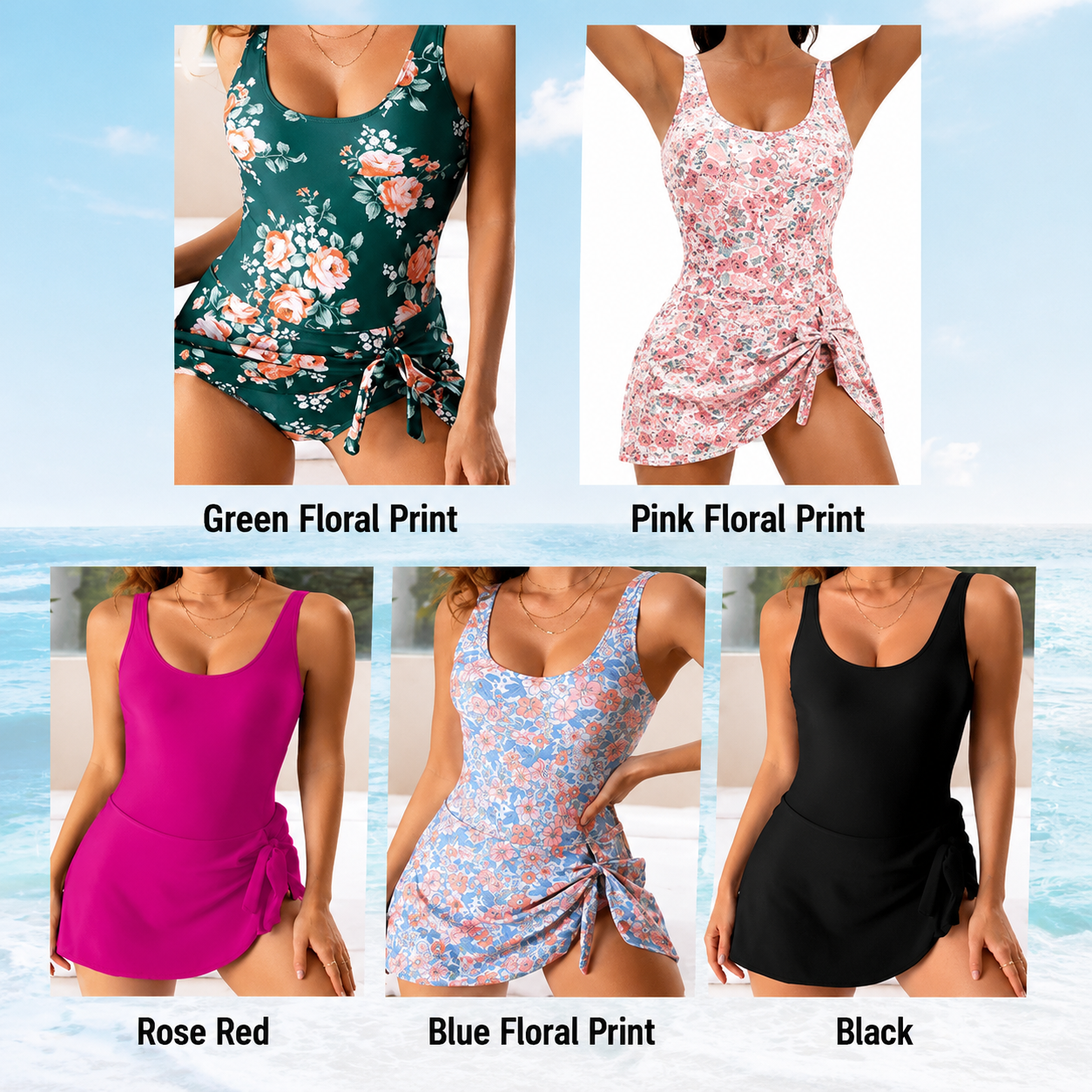 Romee | The Flounce-Skirt Side-Tie One-Piece Swimsuit