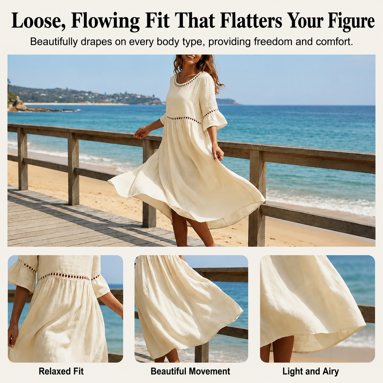 Lena | The Romantic Lace-Trimmed Bohemian Breeze Dress