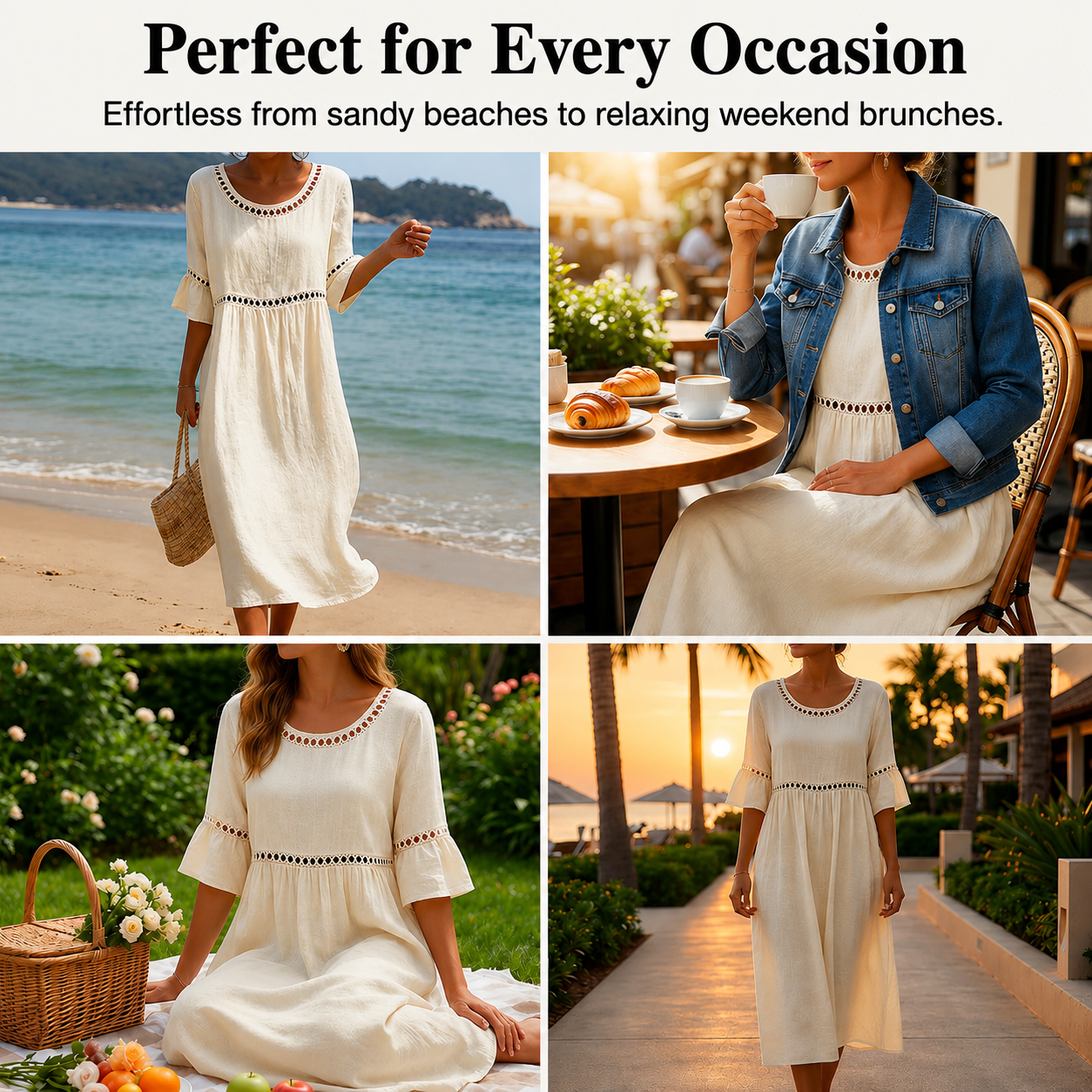 Lena | The Romantic Lace-Trimmed Bohemian Breeze Dress