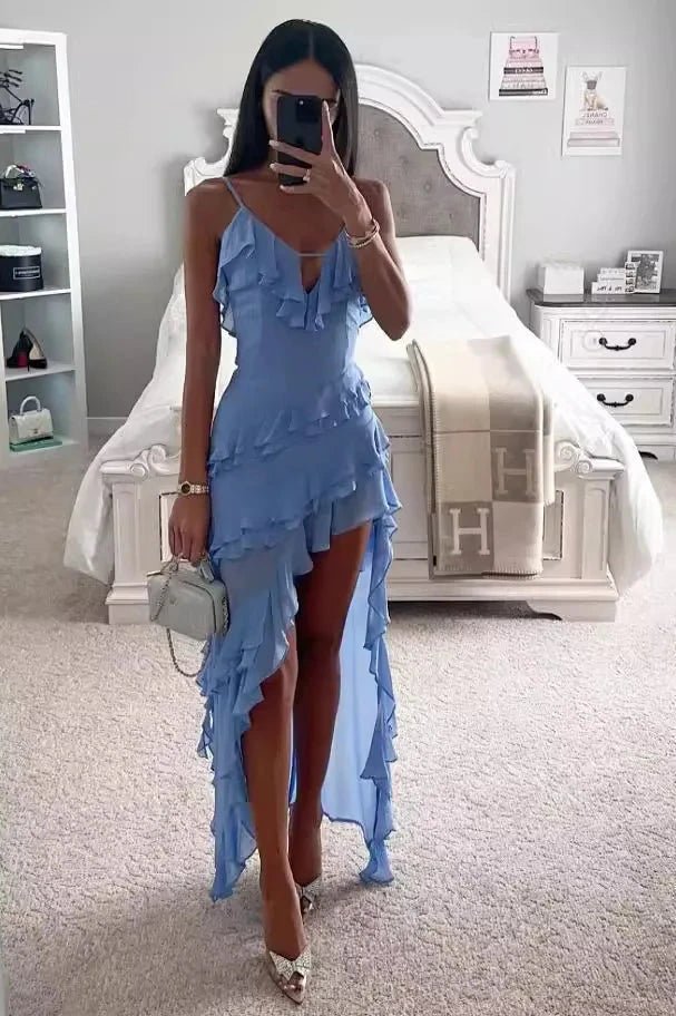 Aiah | The Asymmetrical Cascading Ruffled Party Dress