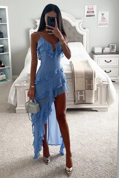 Aiah | The Asymmetrical Cascading Ruffled Party Dress