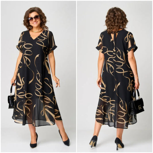 Sina | The Artistic Chiffon A-Line Midi Dress