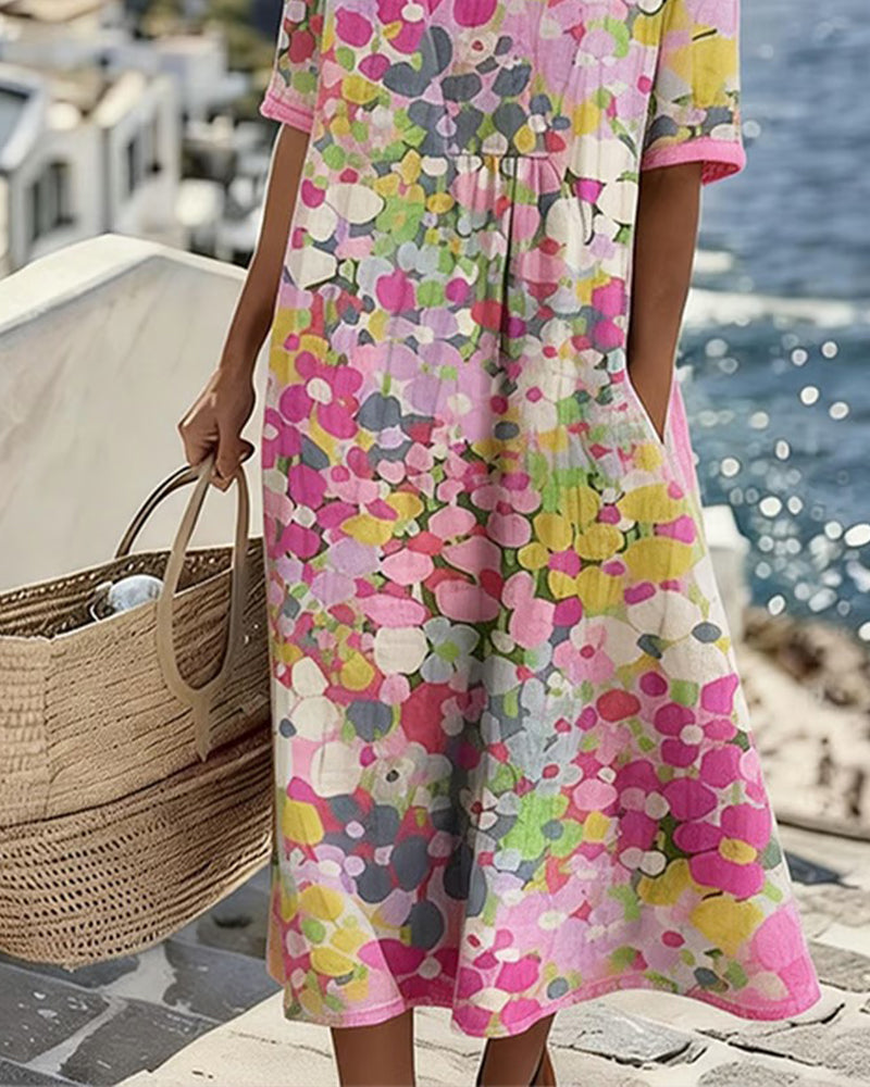 Elena | The Romantic Breezy Floral A-Line Midi Dress