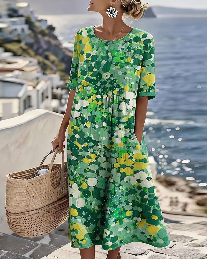 Elena | The Romantic Breezy Floral A-Line Midi Dress