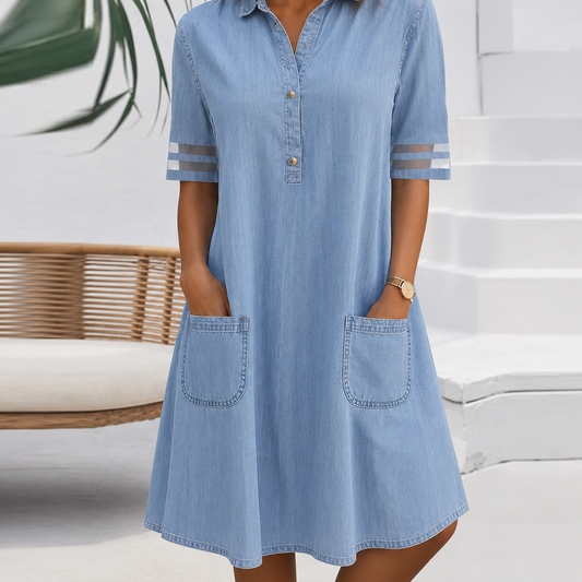 Brittany | The Soft-Touch Denim-Look Shirt Dress