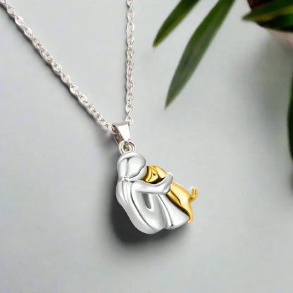 Dog Lover | The Pet Memorial Hugging Silhouette Gold Pendant