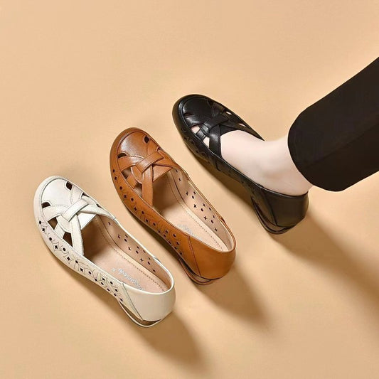 Barba |  The Lattice-Woven Vintage Leather Air-Flow Flat