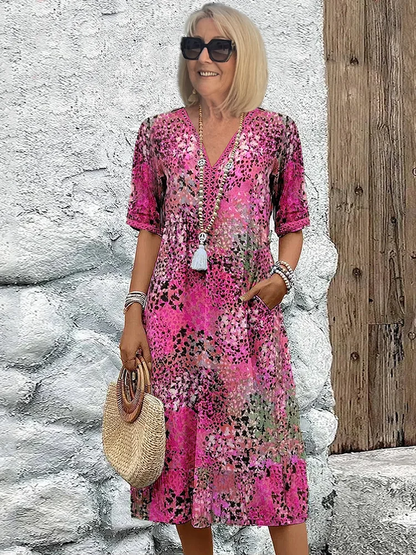 Noemie | The Radiant Linen-Rich V-Neck Vacation Midi