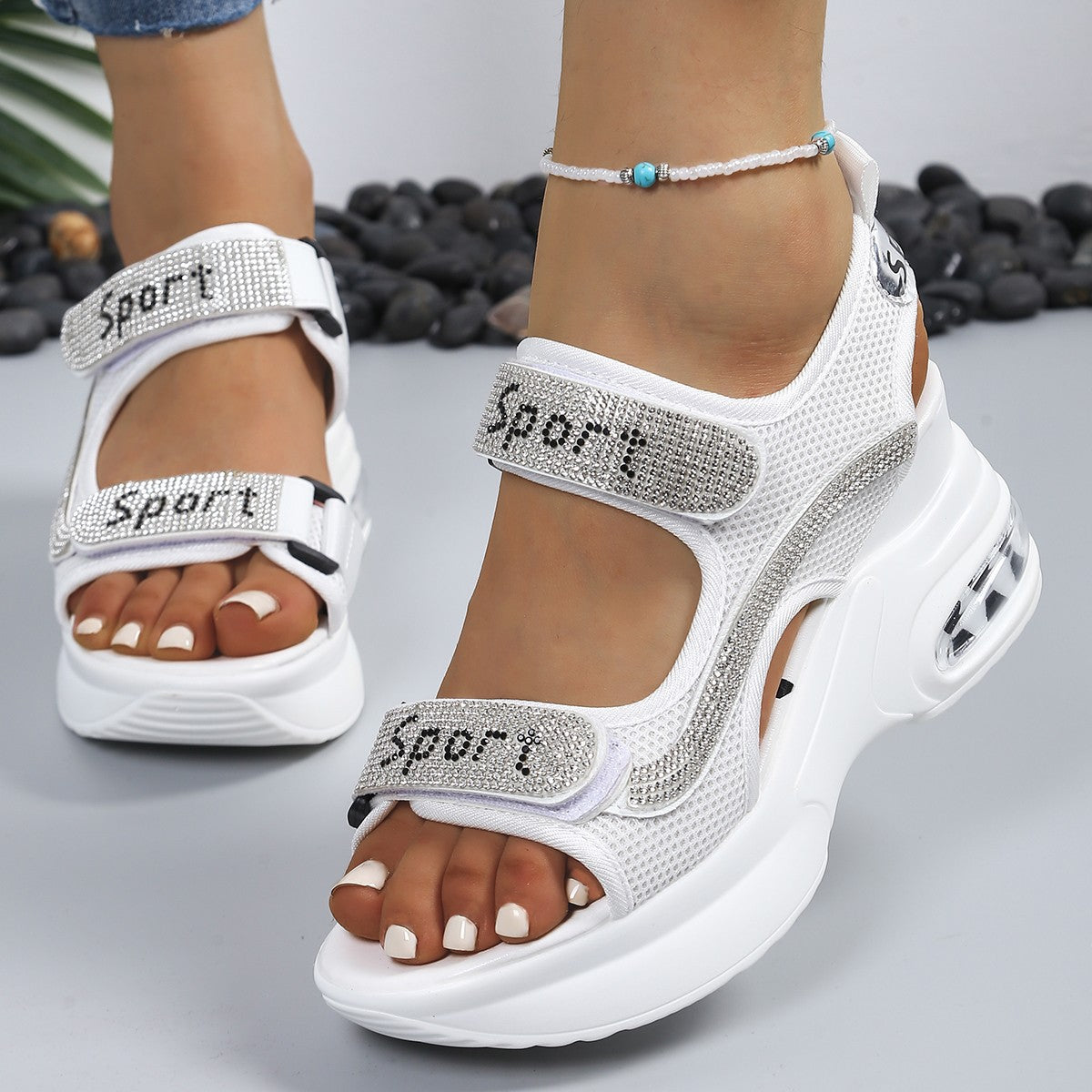 Rhino |  The Cushion-Wedge Rhinestone Orthopedic Platform Sandal