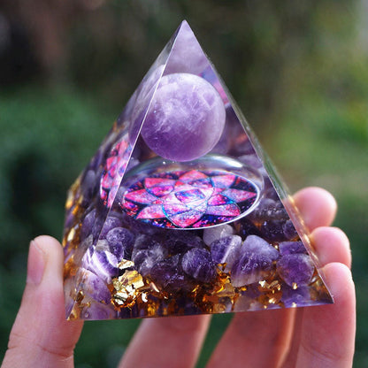 Olivenorma | The Amethyst Sphere Sacred Geometry Orgone Pyramid