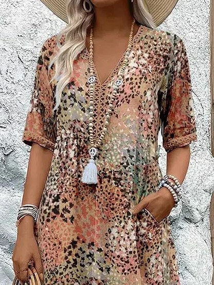 Noemie | The Radiant Linen-Rich V-Neck Vacation Midi