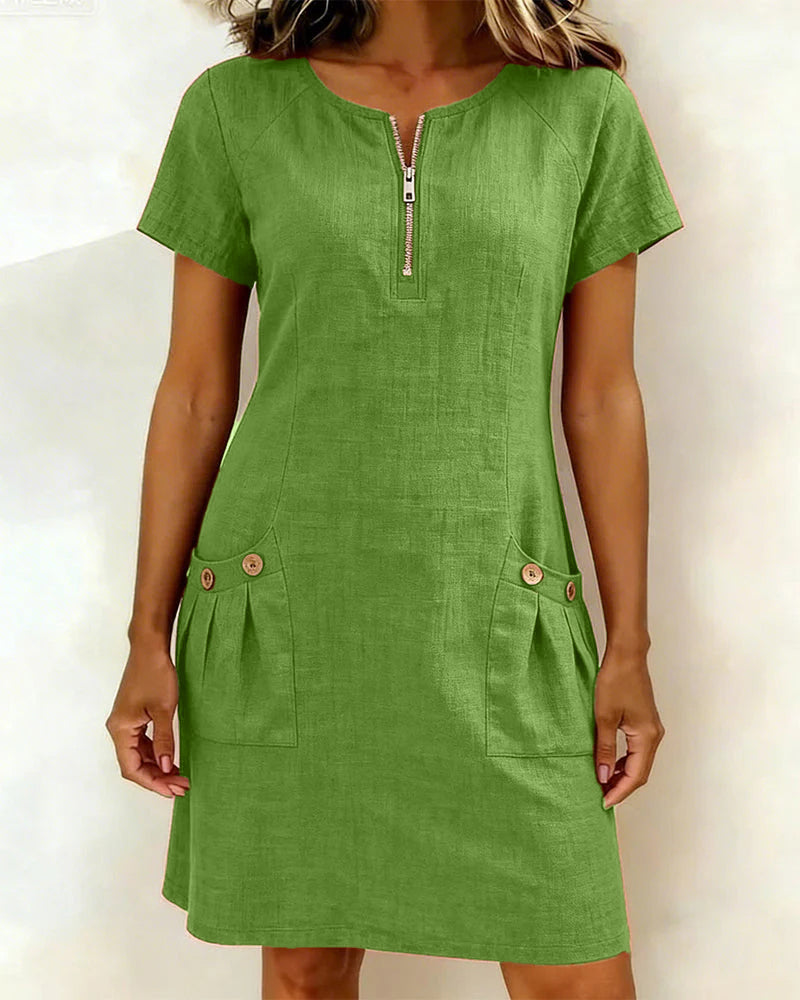 Eliana | The Minimalist Tailored A-Line Dress with Hidden Pockets