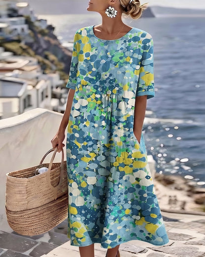 Elena | The Romantic Breezy Floral A-Line Midi Dress