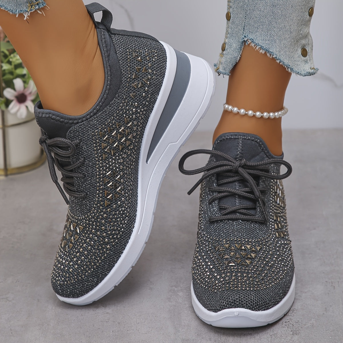 Owen | The Podiatric Cushion-Wedge Rhinestone Sneaker
