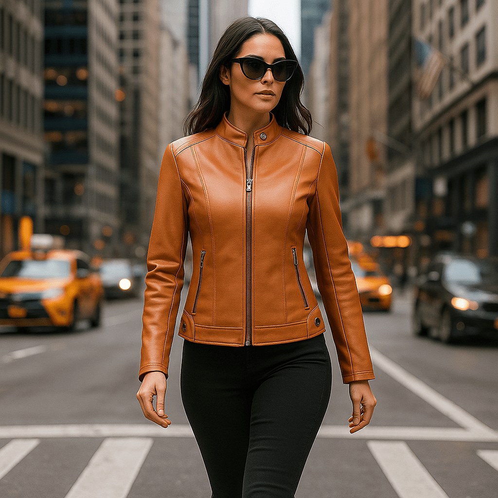 Nikki | The Tailored Minimalist Mao-Collar Moto Jacket