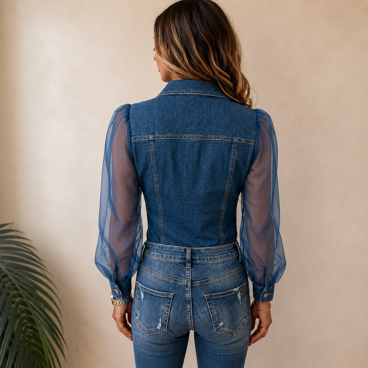 Amelie | The Tailored Soft-Touch Denim-Look Blouse
