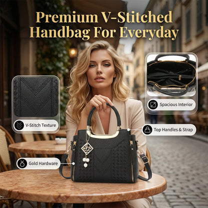 Nikki | The V-Quilted Structured Crossbody Tote