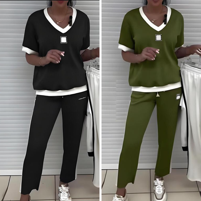 Sterre | The Easy-Breeze V-Neck Relaxed Two-Piece Set