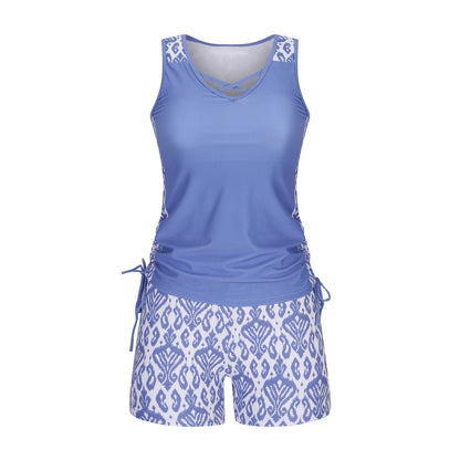 Zoe | The Bohemian Aztec High-Rise Tankini & Boy Shorts Set