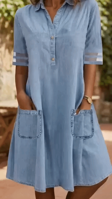 Brittany | The Soft-Touch Denim-Look Shirt Dress