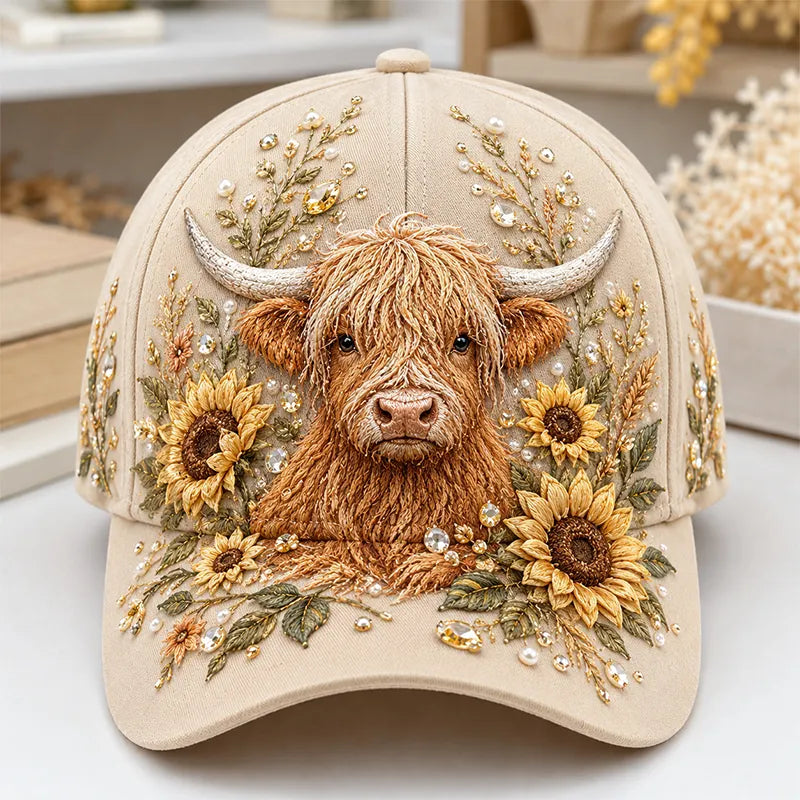 Puck | The 3D Highland Cow Embroidered Cap