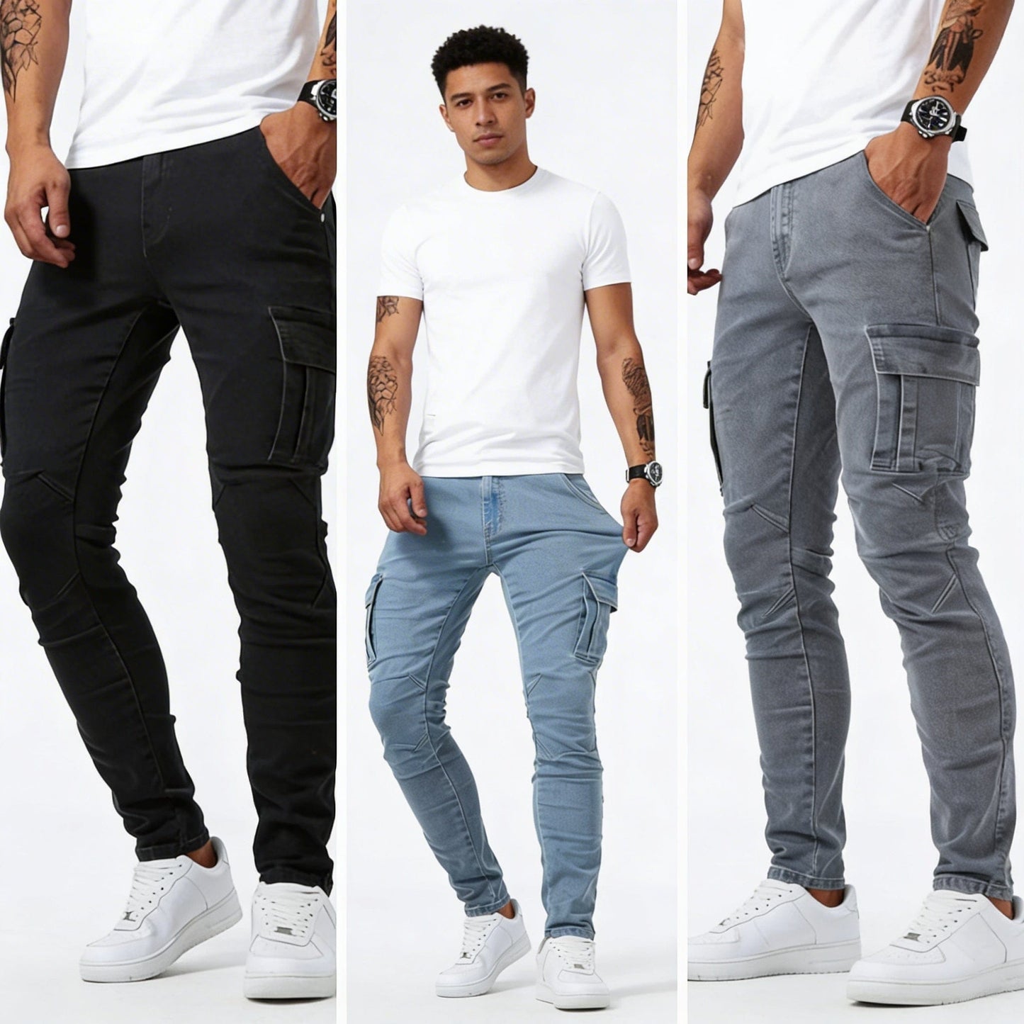 Brent |The Modern Slim-Fit Stretch Denim Cargo Pants
