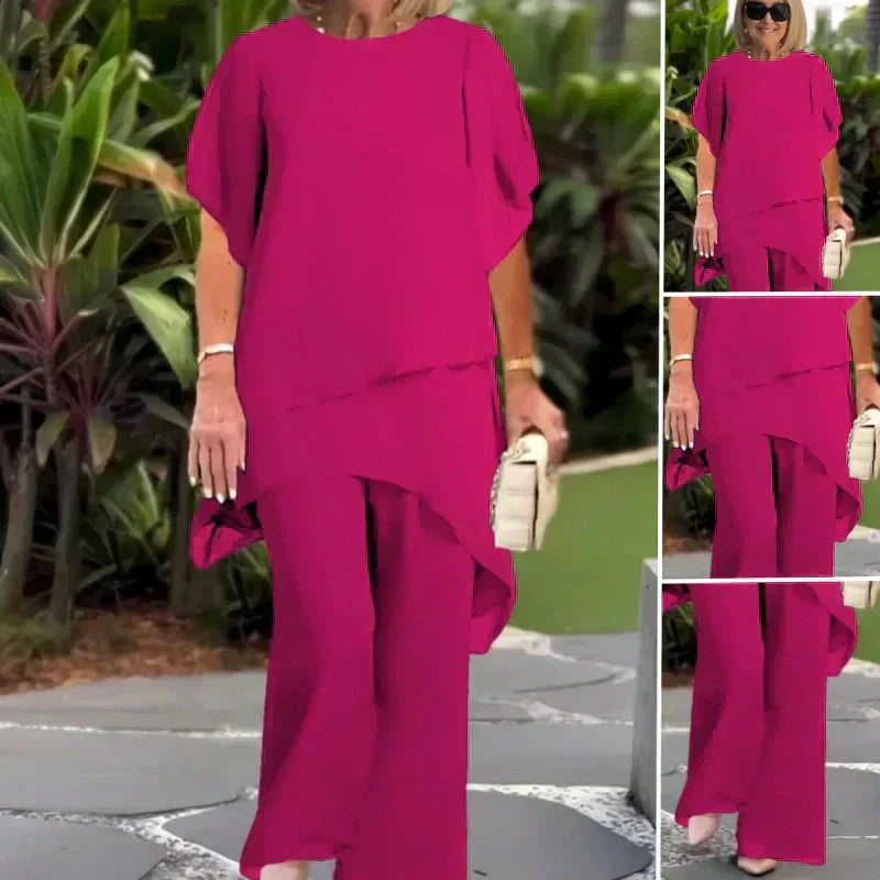 Dana | The Fluid Sheer-Sleeve Wide-Leg Two-Piece Ensemble