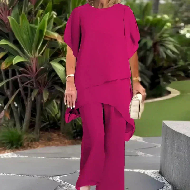 Dana | The Fluid Sheer-Sleeve Wide-Leg Two-Piece Ensemble