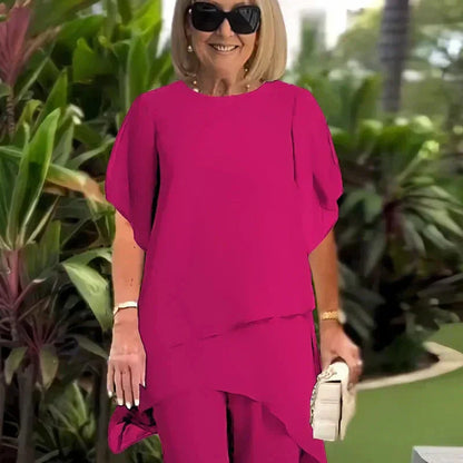 Dana | The Fluid Sheer-Sleeve Wide-Leg Two-Piece Ensemble