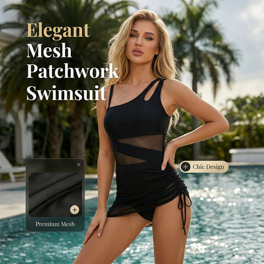 Isa | The Asymmetric Avant-Garde Mesh-Patchwork Monokini