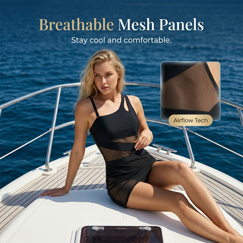 Isa | The Asymmetric Avant-Garde Mesh-Patchwork Monokini