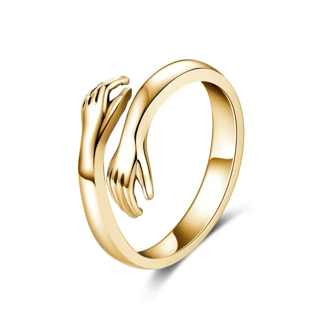 Hands | The Hugging Hands Sentiment Adjustable Gold Ring